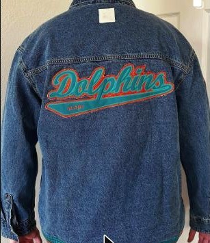 Restored vintage Miami Dolphins denim jacket